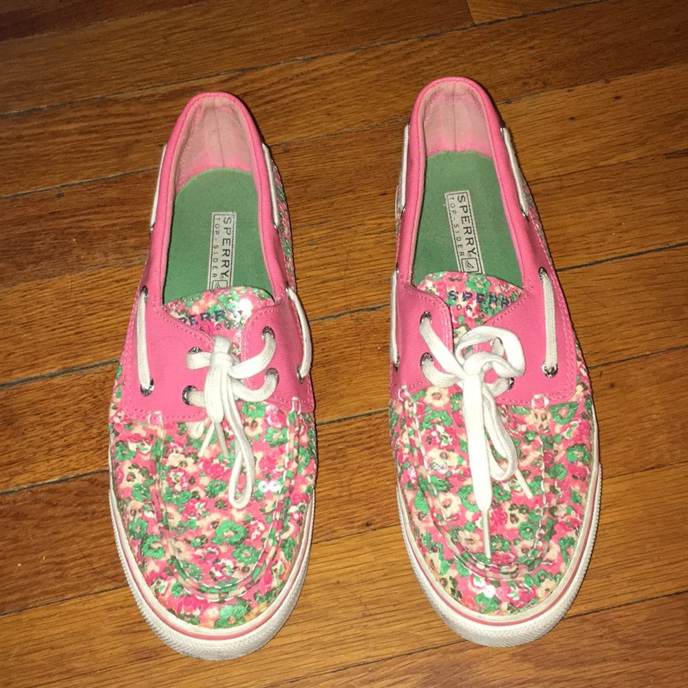 Pink Floral Sperrys